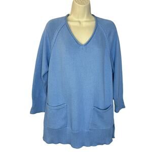Shannon Passero 5104 Fran Pullover Sweater Cotton Vista Blue Minimalist L New